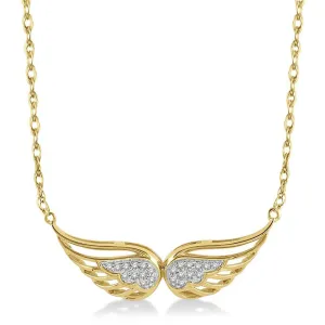 10K Yellow Gold Angel Wing Diamond Necklace