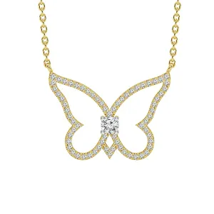 10K Yellow Gold Diamond Butterfly Necklace