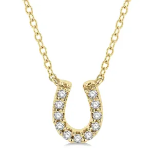 10K Yellow Gold Horseshoe Diamond Pendant Necklace