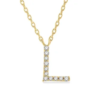10K Yellow Gold L Initial Diamond Necklace