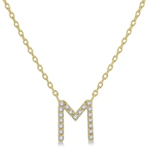 10K Yellow Gold M Initial Diamond Necklace
