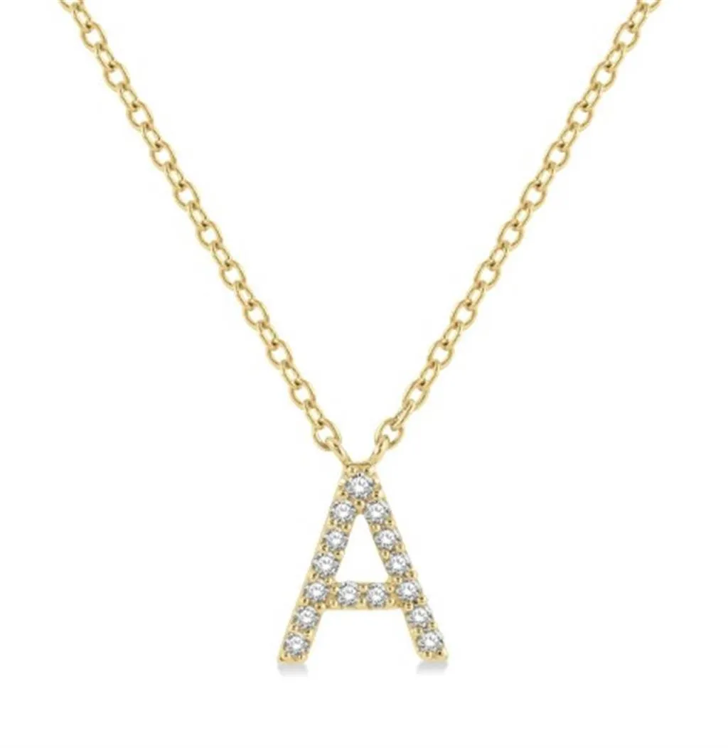 10K Yellow Gold Natural Diamonds Initial A Necklace