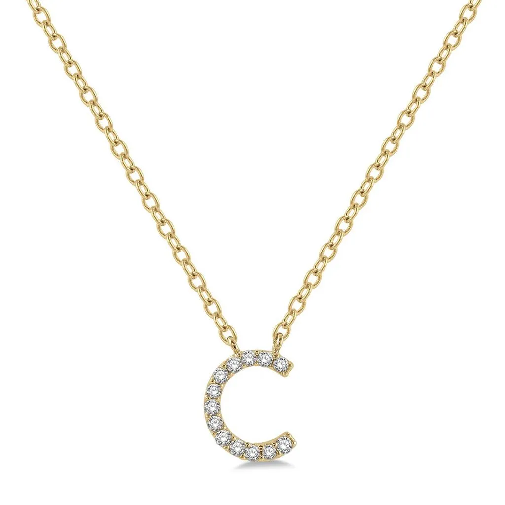10K Yellow Gold Natural Diamonds Initial C Necklace
