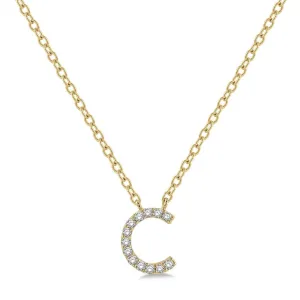 10K Yellow Gold Natural Diamonds Initial C Necklace