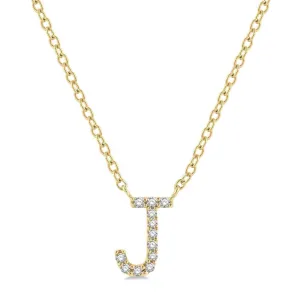 10K Yellow Gold Natural Diamonds Initial J Necklace