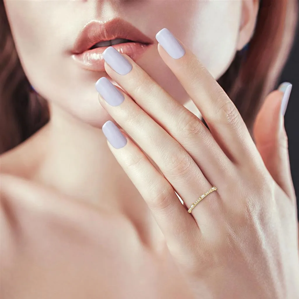 10K Yellow Gold Stackable Petite Baguette And Round Diamond Fashion Ring