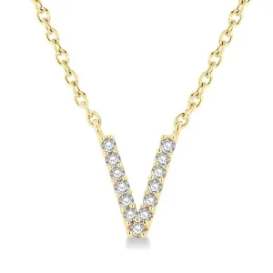10K Yellow Gold V Initial Diamond Necklace