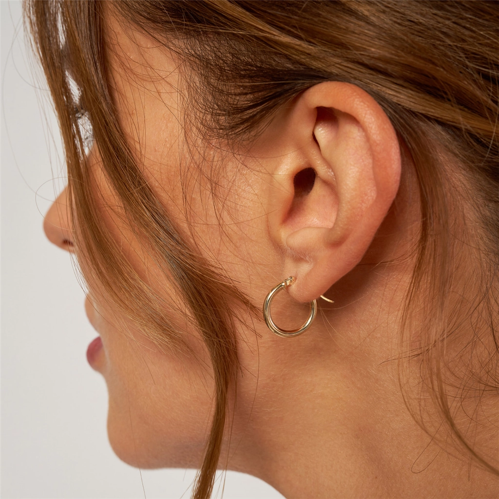 10K Yellow Gold 15mm Hoop Earrings