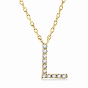 10K Yellow Gold L Initial Diamond Necklace