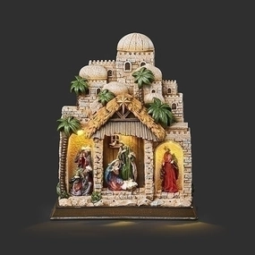 11"H LIGHTED NATIVITY IN TOWN Decorative Mirror,Home Decor Mirror