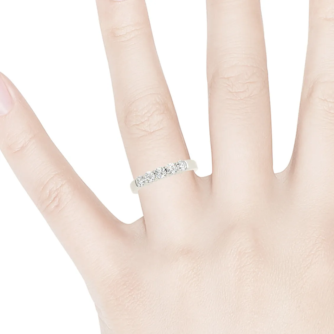 1.25 ctw. Round Diamond Wedding Band 5 Stone Anniversary Ring