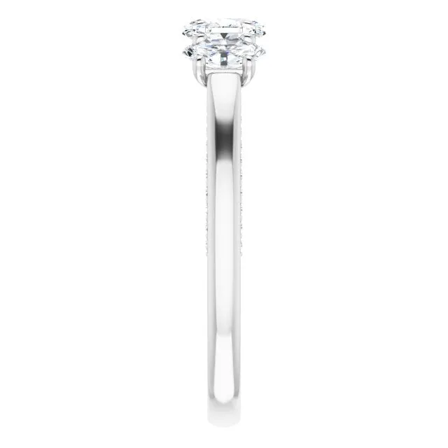 1.29 ct. Oval and Round Cut Diamond Wedding Band 5 Stone Anniversary Ring