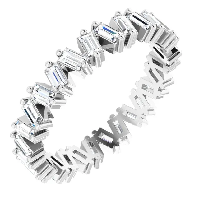 1.30 ct. Straight Baguette Diamond Eternity Band Stackable Diamond Ring