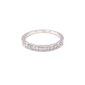 14 Karat White Gold Diamond Milgrain Edge Wedding Band
