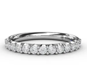 14 Karat White Gold Rhodium Plated Diamond Wedding Band