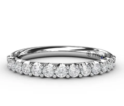 14 Karat White Gold Rhodium Plated Diamond Wedding Band