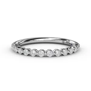 14 Karat White Gold Shared Prong Diamond Wedding Band
