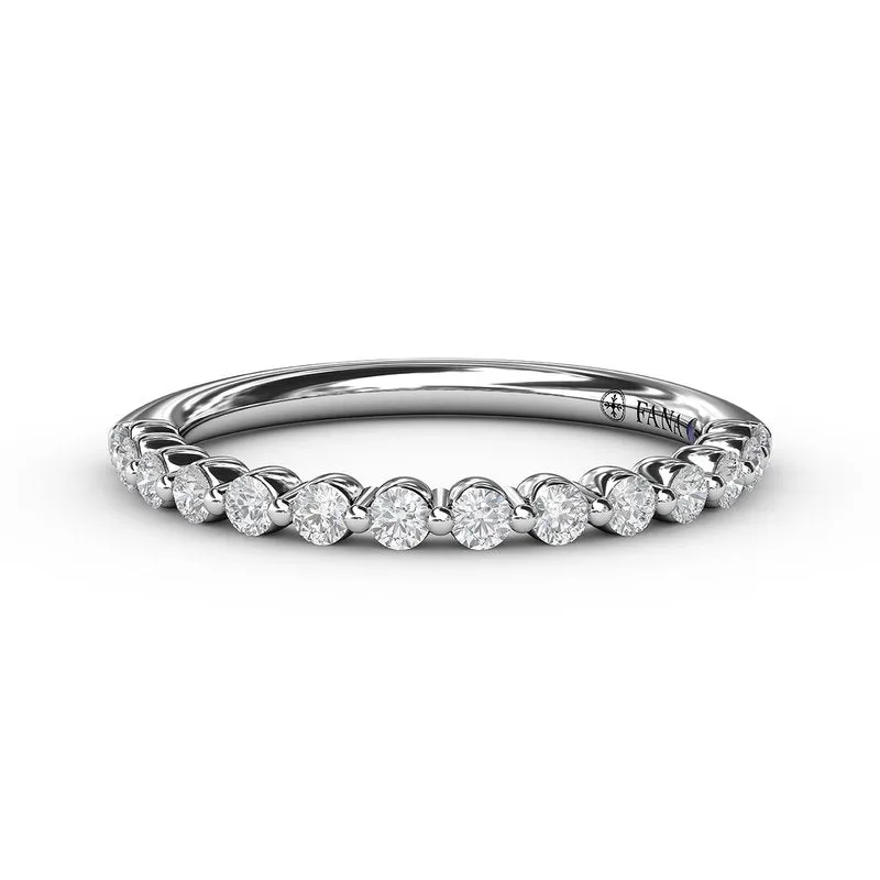 14 Karat White Gold Shared Prong Diamond Wedding Band