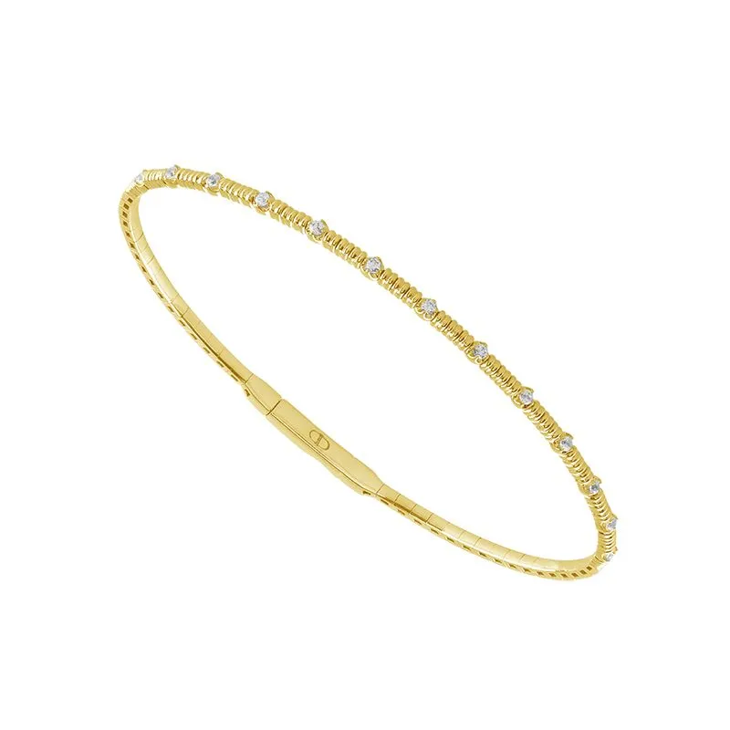 14 Karat Yellow Gold & Titanium Diamond Bangle Bracelet
