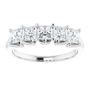 1.45 ct. Princess  Cut Diamond Wedding Band 5 Stone Anniversary Ring