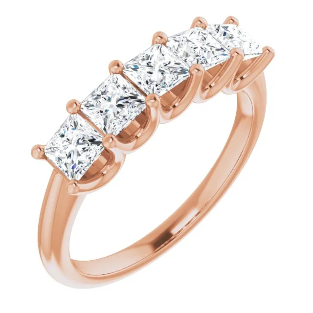 1.45 ct. Princess  Cut Diamond Wedding Band 5 Stone Anniversary Ring