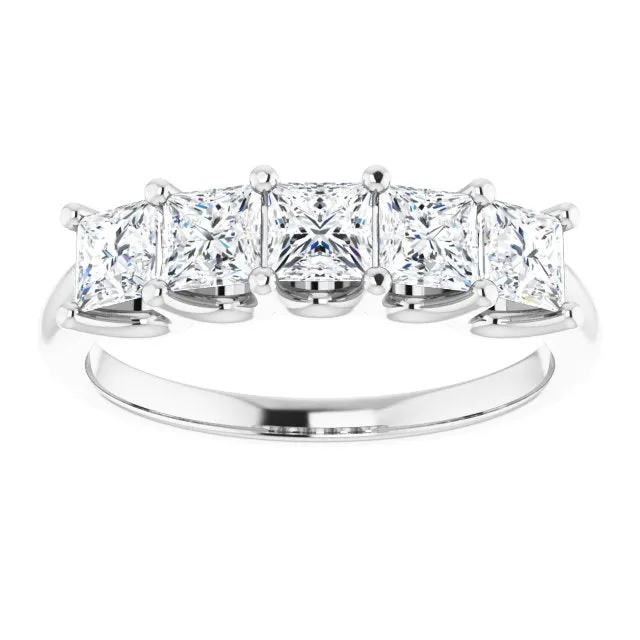 1.45 ct. Princess  Cut Diamond Wedding Band 5 Stone Anniversary Ring