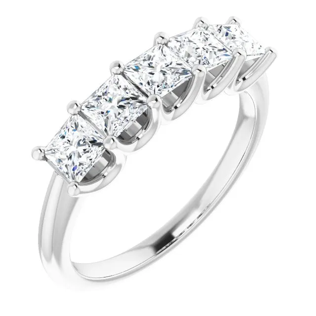 1.45 ct. Princess  Cut Diamond Wedding Band 5 Stone Anniversary Ring