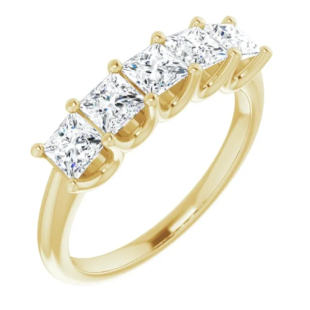1.45 ct. Princess  Cut Diamond Wedding Band 5 Stone Anniversary Ring
