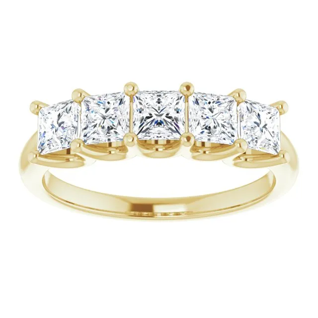 1.45 ct. Princess  Cut Diamond Wedding Band 5 Stone Anniversary Ring