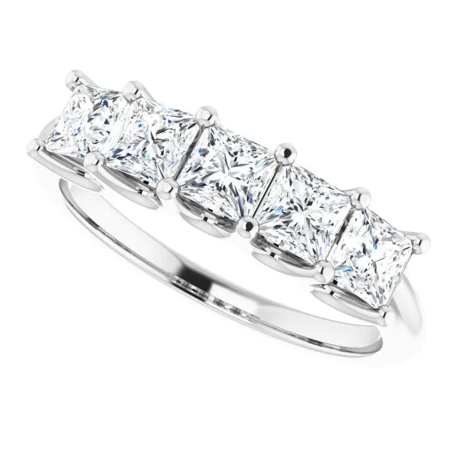 1.45 ct. Princess  Cut Diamond Wedding Band 5 Stone Anniversary Ring