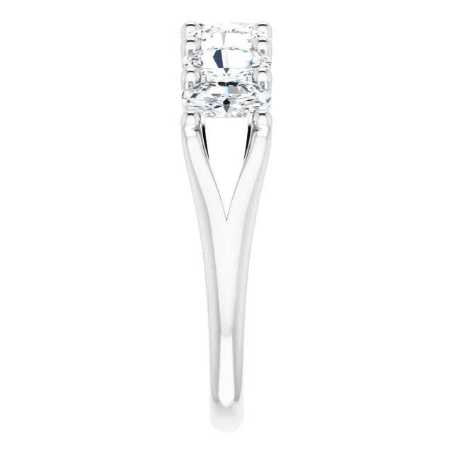 1.47 ct. Oval Cut Diamond Wedding Band 7 Stone Split Shank Ring