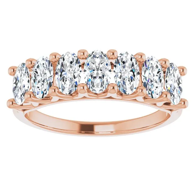1.47 ct. Oval Cut Diamond Wedding Band 7 Stone Split Shank Ring