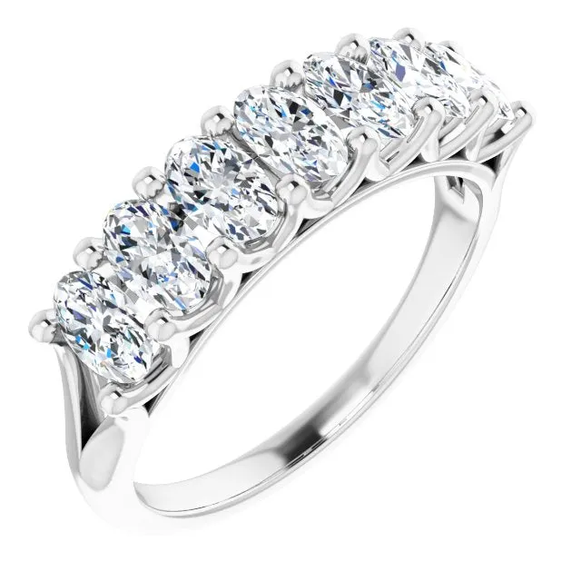 1.47 ct. Oval Cut Diamond Wedding Band 7 Stone Split Shank Ring