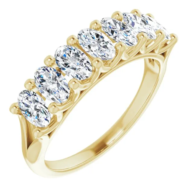 1.47 ct. Oval Cut Diamond Wedding Band 7 Stone Split Shank Ring