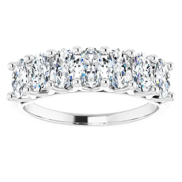 1.47 ct. Oval Cut Diamond Wedding Band 7 Stone Split Shank Ring