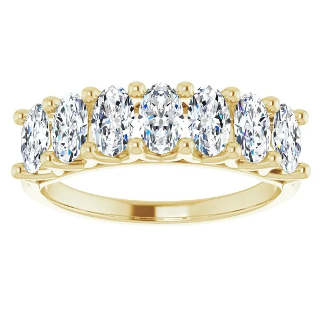 1.47 ct. Oval Cut Diamond Wedding Band 7 Stone Split Shank Ring