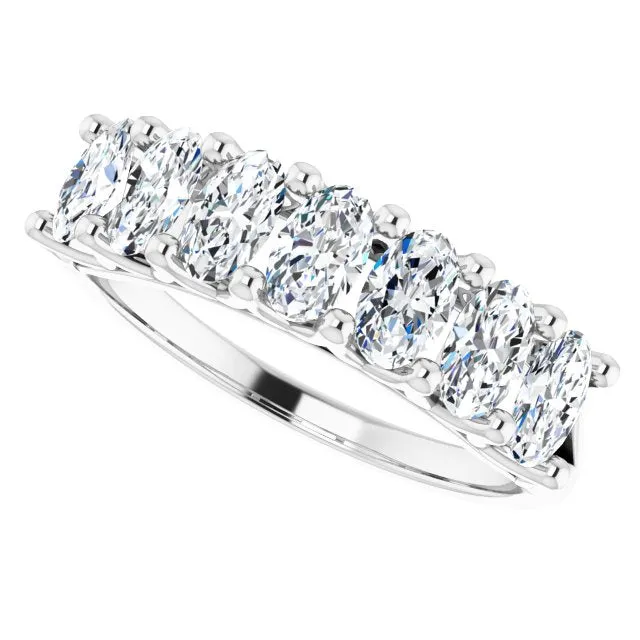 1.47 ct. Oval Cut Diamond Wedding Band 7 Stone Split Shank Ring