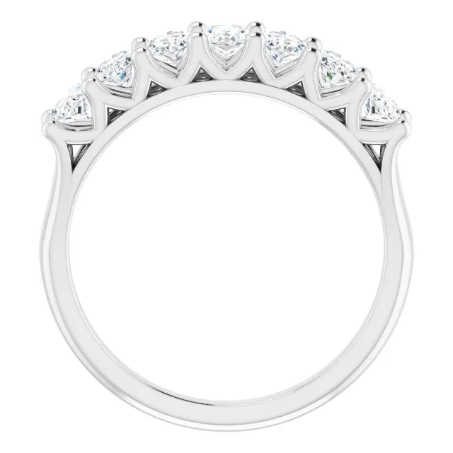 1.47 ct. Oval Cut Diamond Wedding Band 7 Stone Split Shank Ring