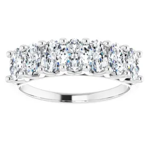 1.47 ct. Oval Cut Diamond Wedding Band 7 Stone Split Shank Ring