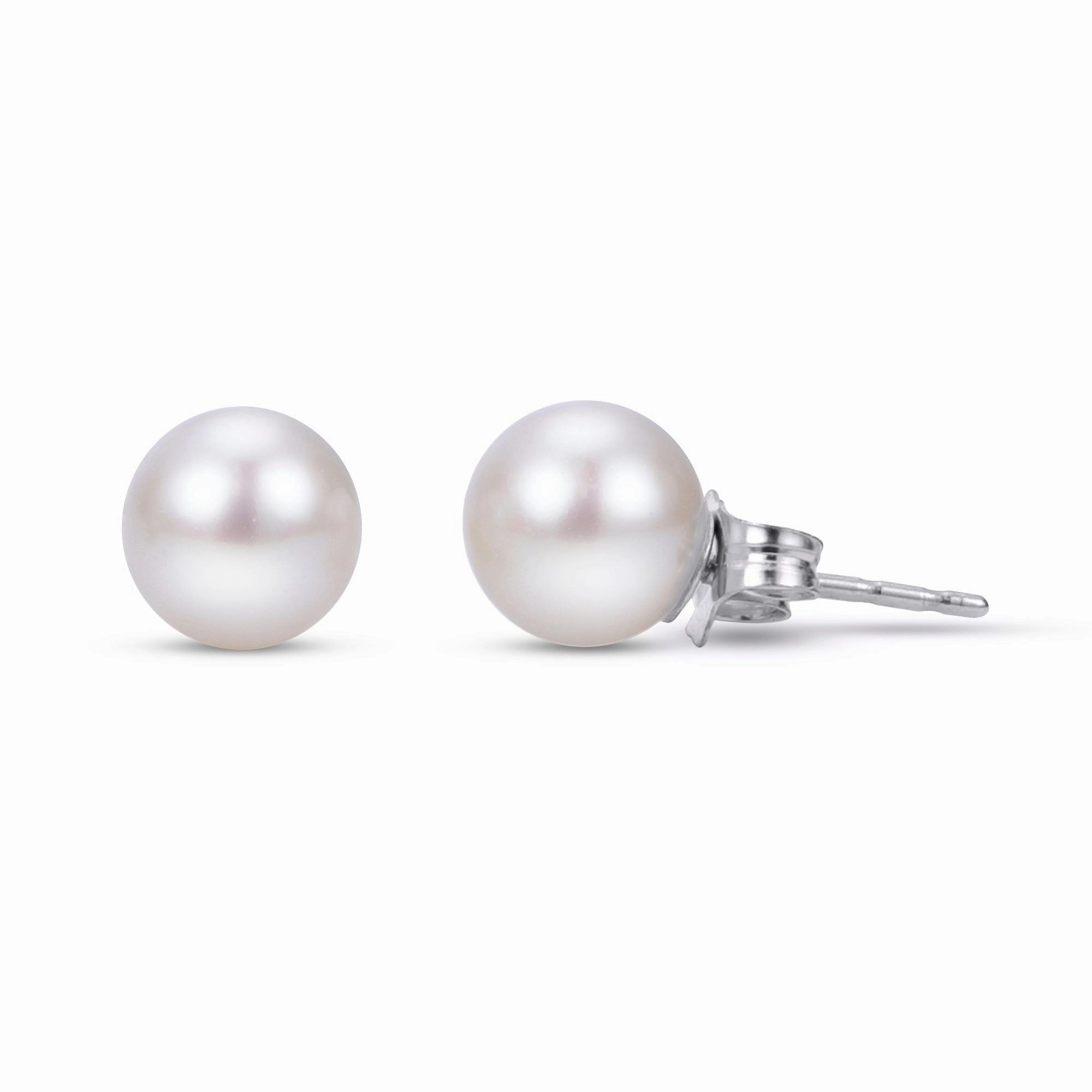 14 Karat White Gold 6mm Fresh Water Pearl Stud Earrings