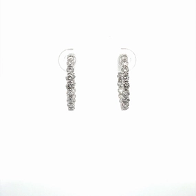 14 Karat White Gold Diamond Inside Out Medium Hoop Earrings