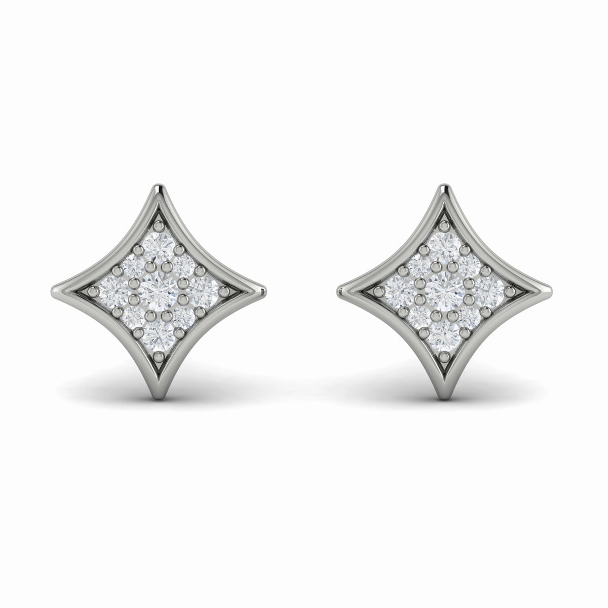 14 Karat White Gold Rhodium Plated Star Earrings