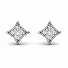 14 Karat White Gold Rhodium Plated Star Earrings