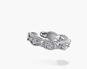 14 Karat White Gold Rhodium Plated Vintage Inspired 13.5mm Diamond Single Ear Cuff