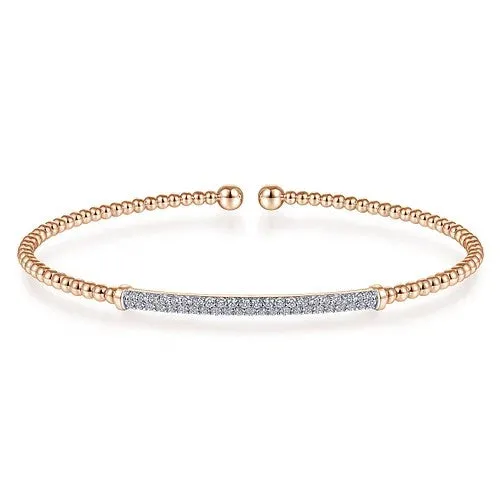 14K Rose Gold Bujukan Diamond Bar Split Bangle