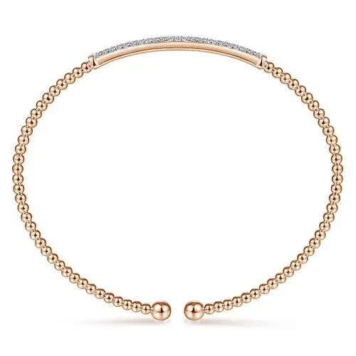14K Rose Gold Bujukan Diamond Bar Split Bangle