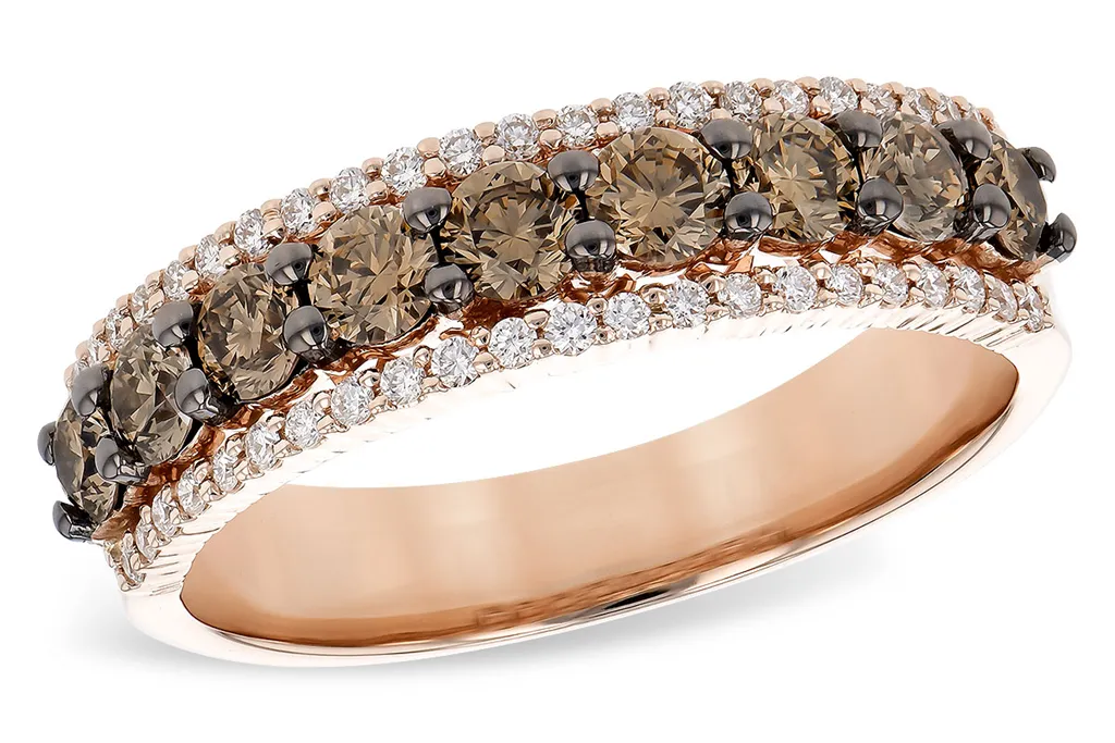 14K Rose Gold Straight Natural Brown Diamonds Band