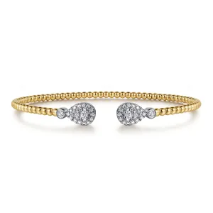 14K White and Yellow Gold Diamond Bujukan Bangle