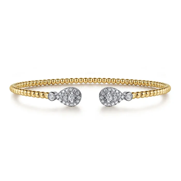14K White and Yellow Gold Diamond Bujukan Bangle