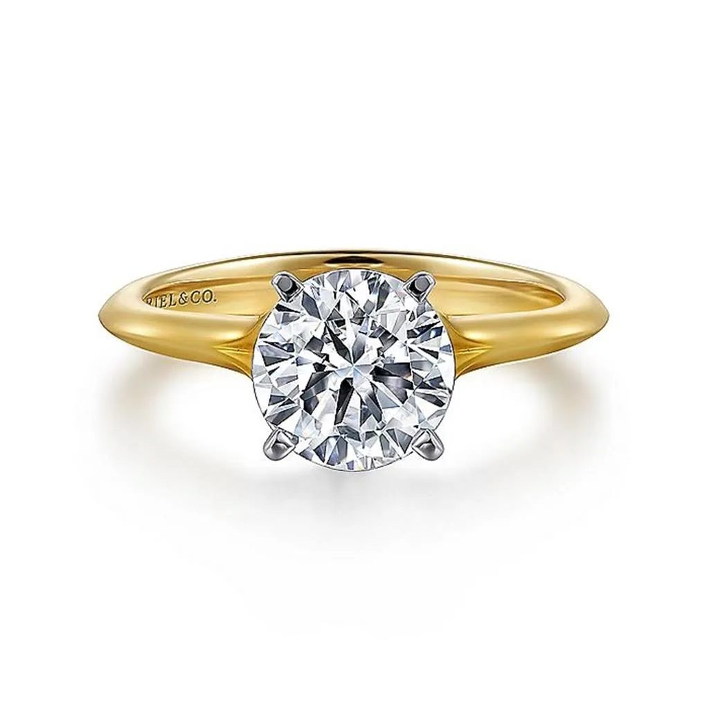 14K White And Yellow Gold 'Ellis' Round Diamond Engagement Ring